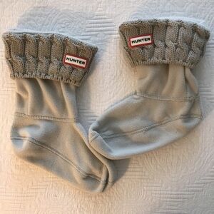 Hunter Gray Cable Knit & Fleece Boot Toppers Inserts Warmers L